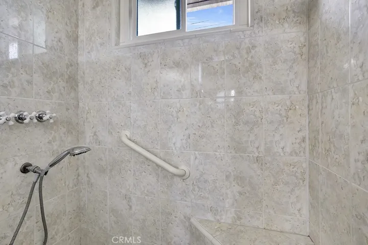 Master Step in Shower with two shower heads one low and one high.