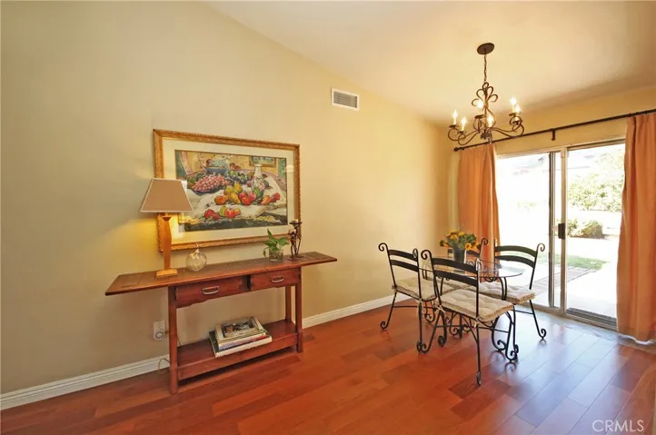 Sliding glass doors in the dining room