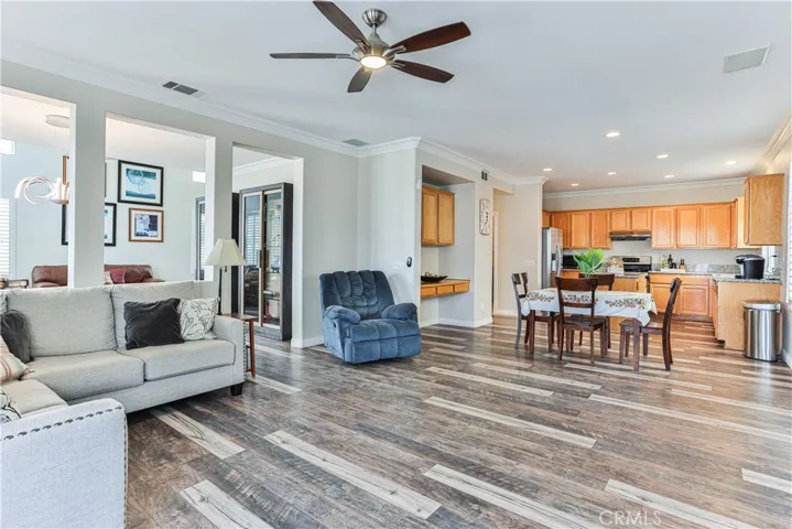 The spacious family room opens to the informal dining area and kitchen.