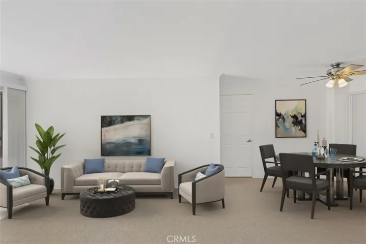 Living room and dining area