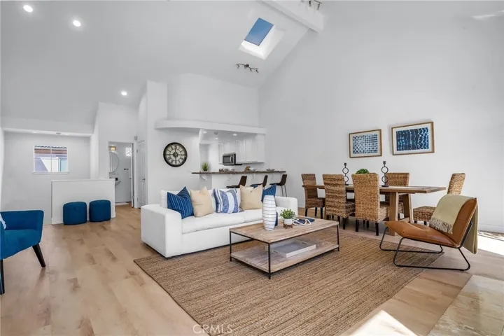 Open great room with vaulted ceilings