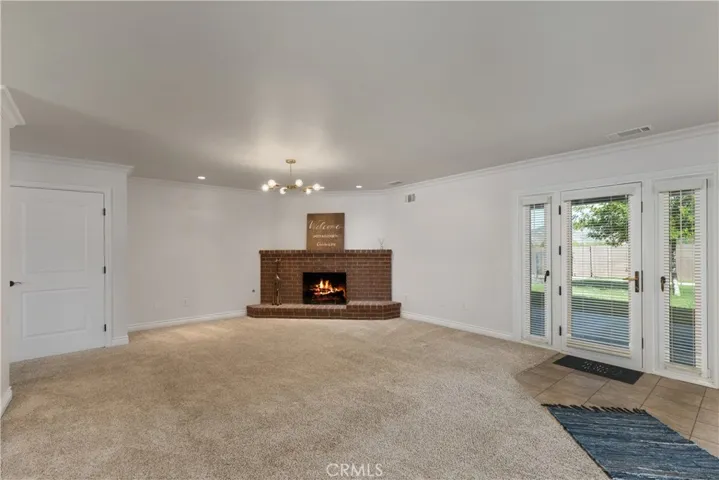 Family room with fireplace, cozy feel