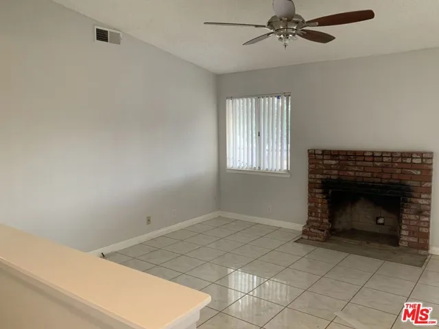 Living room with fireplace.