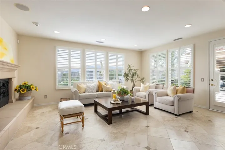 Raised Hearth Fireplace Family Room with Views all around!