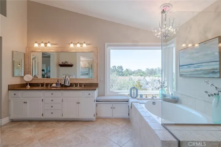 Master bathroom with dual vanity. Check out the view!