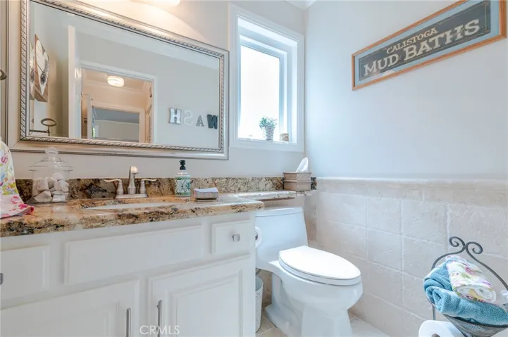 Upgraded guest bathroom located downstairs.