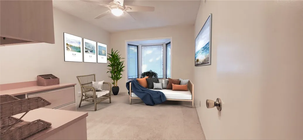 South facing bedroom with push out bay window with window alcove