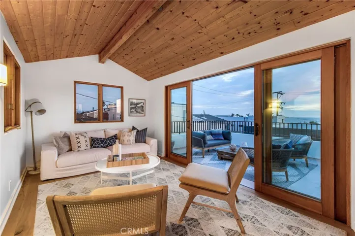 Bonus room with vaulted, tongue and groove ceilings on third level with large deck.