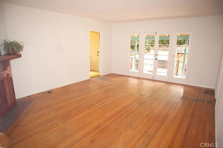 Living Room view toward French Doors
that open to covered veranda.