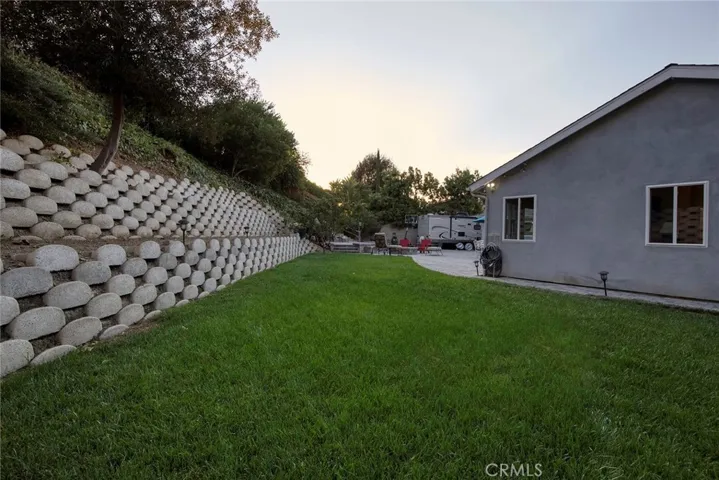 Grassy backyard area