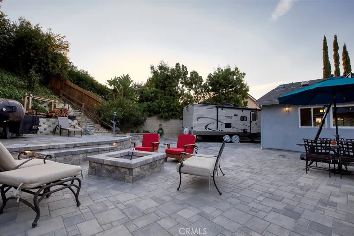 Backyard fire pit area