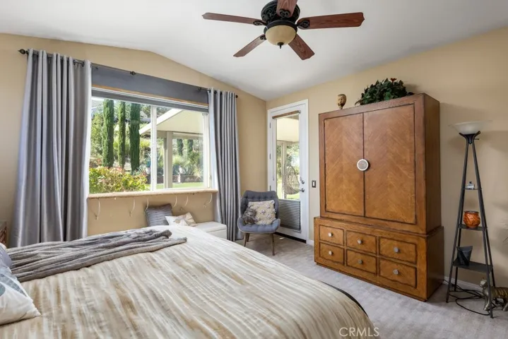 Master bedroom - walk-through door in middle for easy access to the back yard