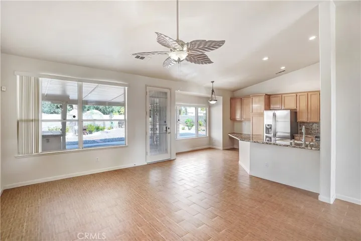 Family room and kitchen