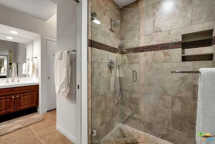 Large walk-in shower.