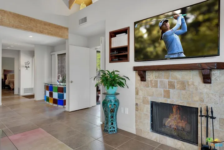 Cozy fireplace.