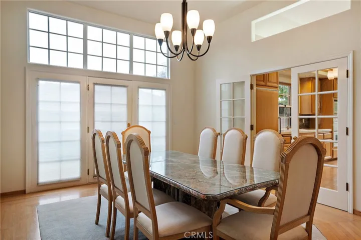 Dining room with custom built table