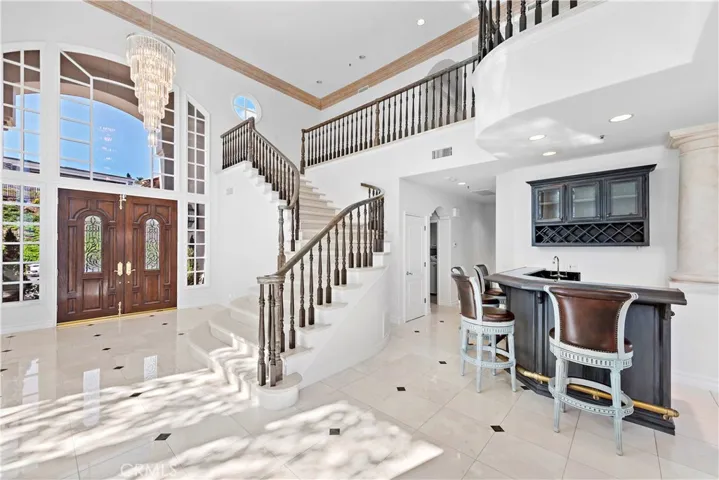 Looking Back at Double Doors - Entry Foyer Chandelier