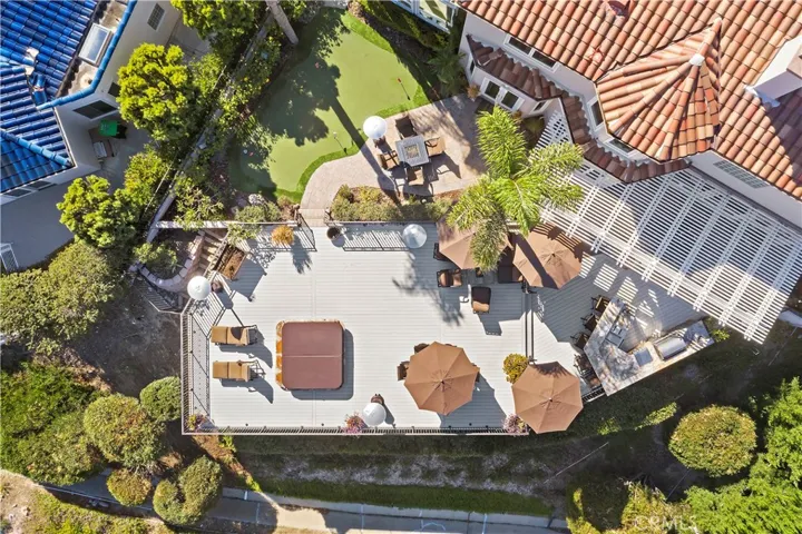 Another Aerial View of Backyard and Deck