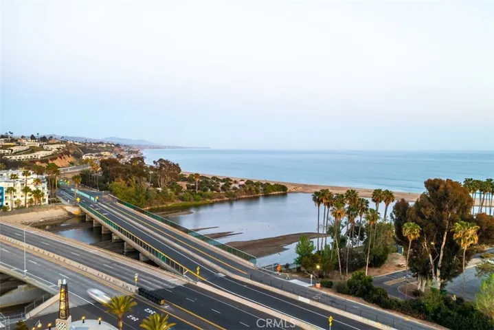 The bike trail is visible in lower left corner, and goes under PCH out to the estuary and the beach.