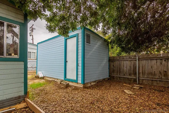 SHED is split down the middle with two entrances. One for each unit. 16 feet by 8 feet