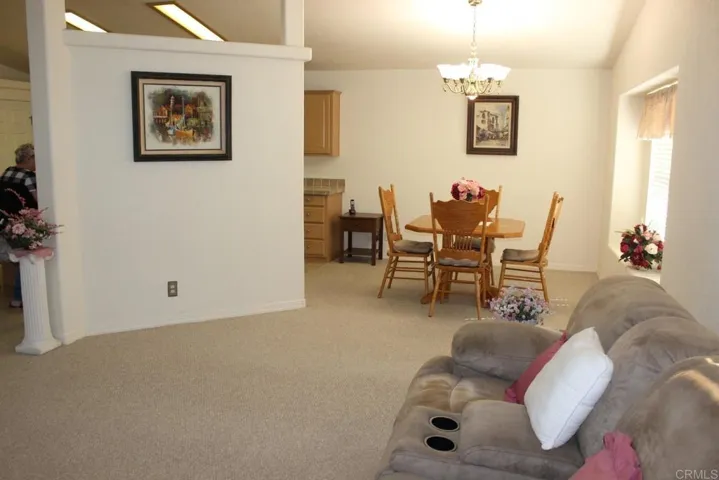 View from living room to dining area