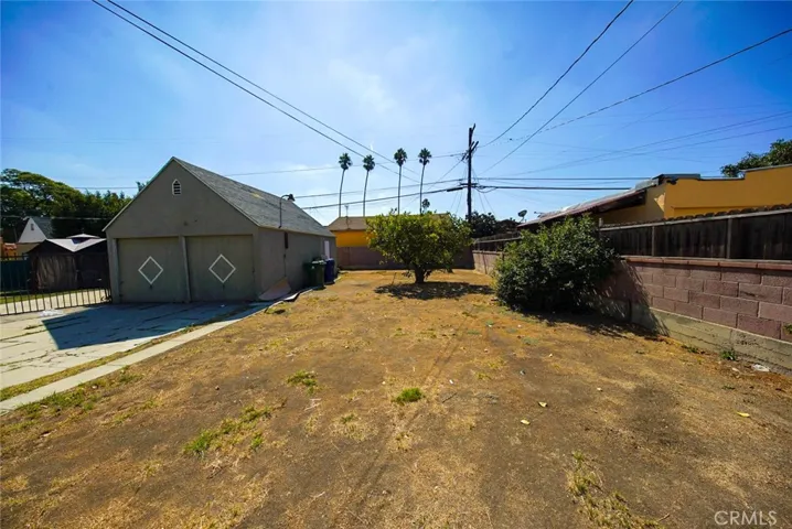 Garage and backyard