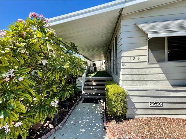 Beautiful plumeria decorates the entry.
