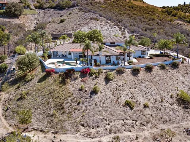 Drone shot of home on the hill