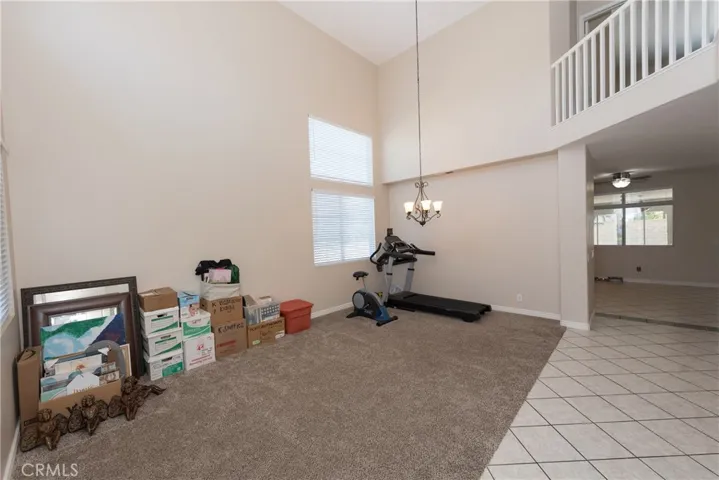 Large living room with high ceilings