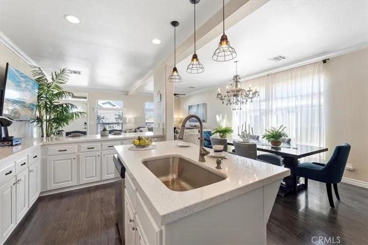 Kitchen island and lots of natural lighting.