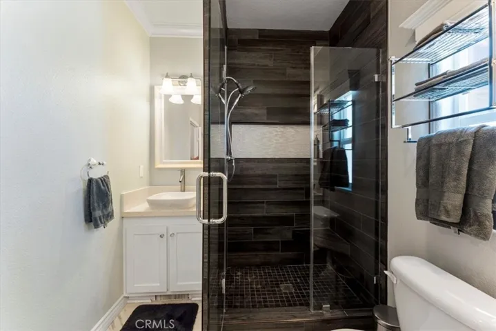Chic walk in shower.