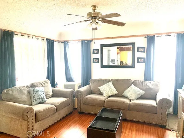 Living Room with lots of natural light and ceiling fan