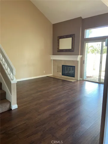 Bright living room with fireplace....
