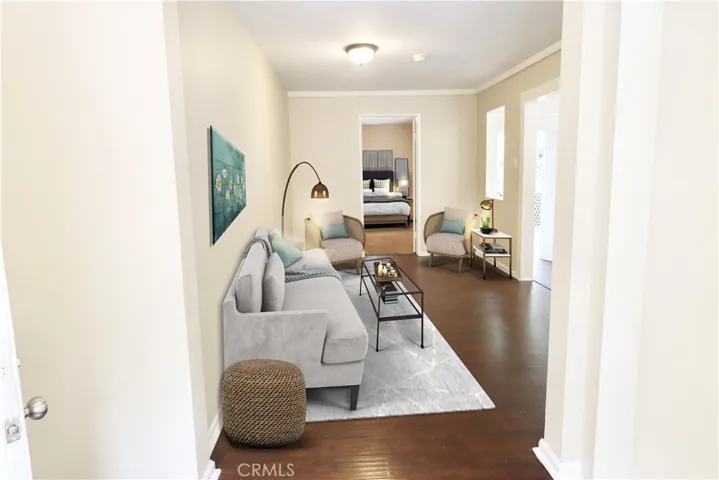 One more view of the great/living room that shows the the back exit to the deck.
