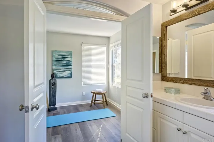 Yoga studio attached to master bathroom.