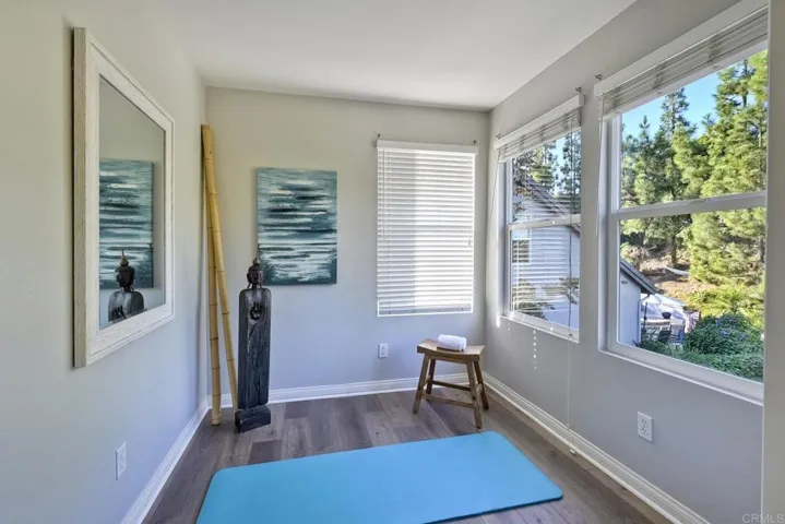 Yoga studio attached to master bathroom.
