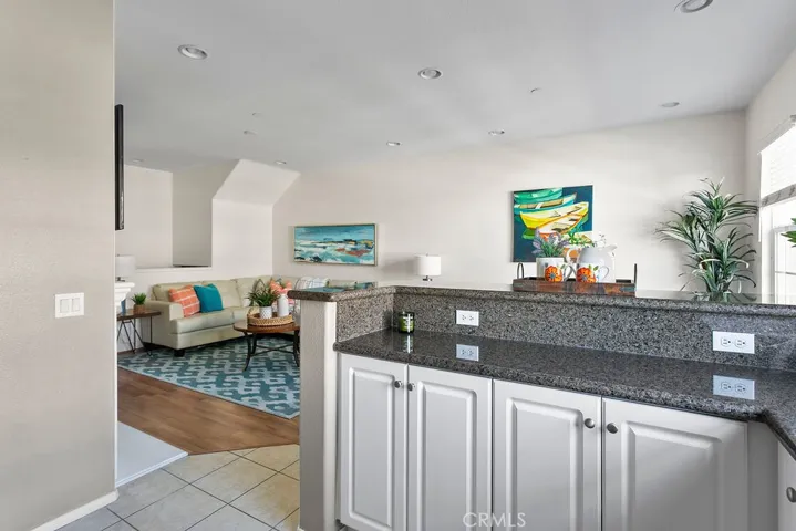 View from the kitchen to the great room.