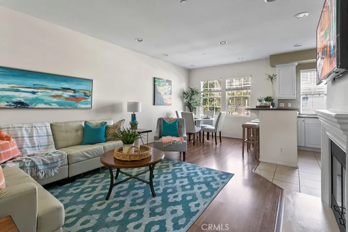 The spacious great room is open to the dining room and kitchen.