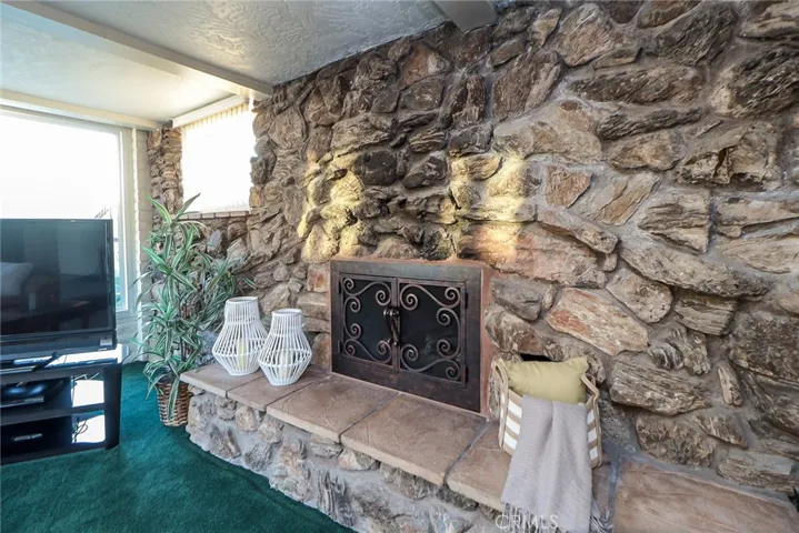 Rock Fireplace in Family Room