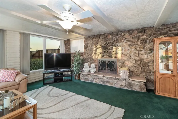 Family Room with Rock Fireplace