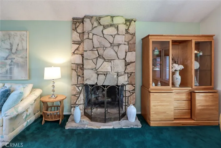 Rock Fireplace in Living Room