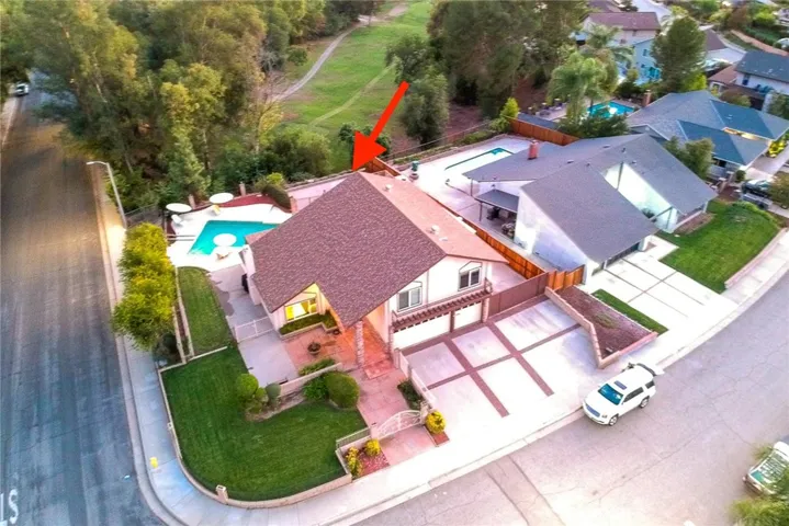 Aerial view from front of house