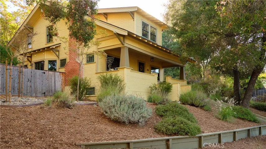 House and landscaped yard