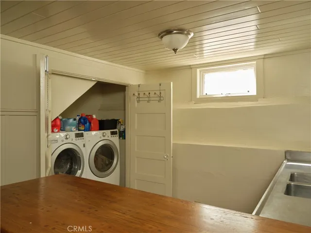 Laundry area in basement
