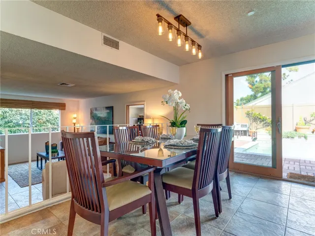 Dining area capable of seating 6-8 people.