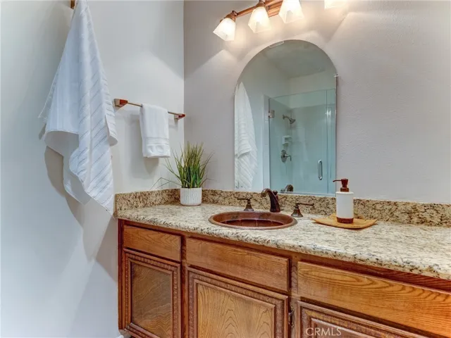 Downstairs bathroom with brand new shower enclosure.