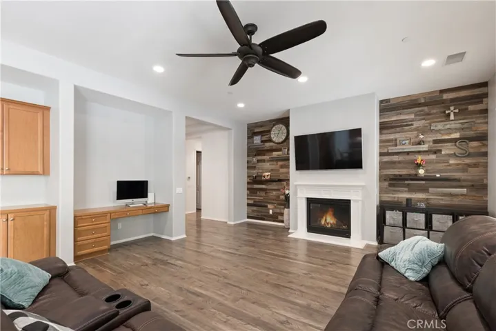 Built in cabinets and desk area
