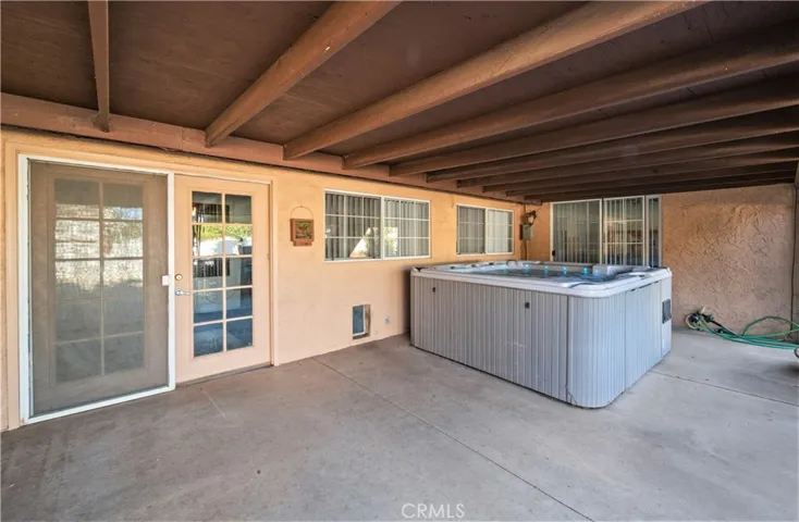 Covered patio in backyard