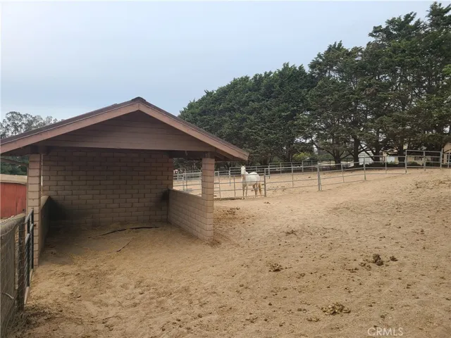 Covered horse stall and paddock