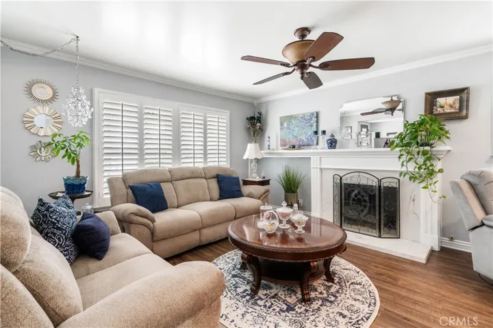 PLANTATION SHUTTERS AND FIREPLACE